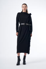 MissWhence Real Fur Knitted Dress Black