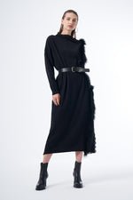 MissWhence Real Fur Knitted Dress Black