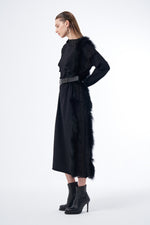 MissWhence Real Fur Knitted Dress Black