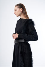 MissWhence Real Fur Knitted Dress Black