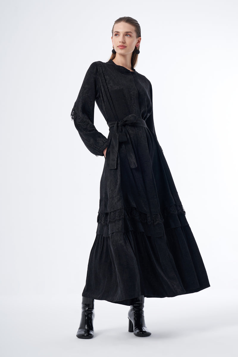 MissWhence 36528 Long Zipup Cape Black