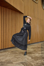 MissWhence 38808 2 Pc Patchwork Dress Black
