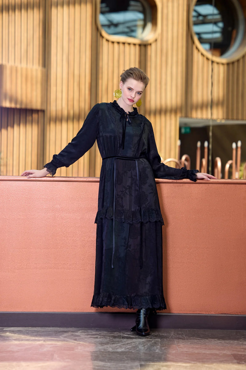 MissWhence Silk Rainbow Dress Black