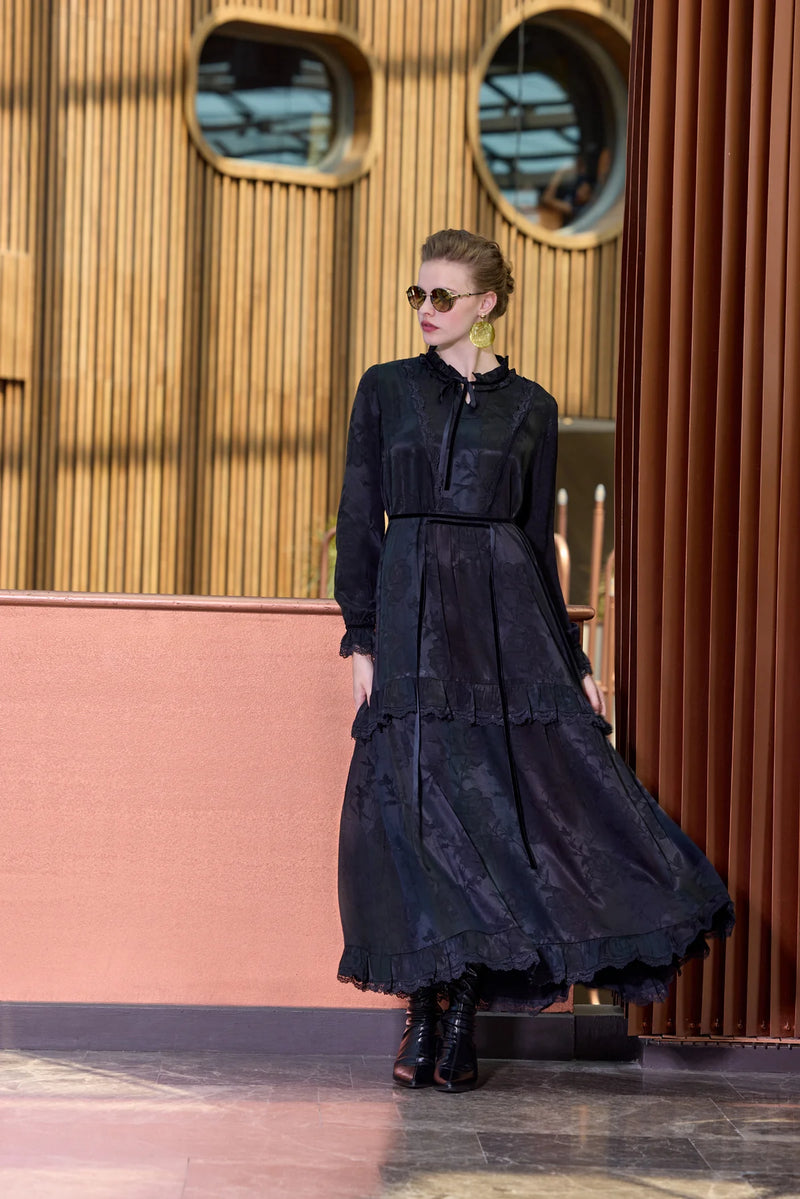 MissWhence Silk Rainbow Dress Black