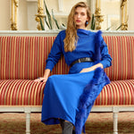 MissWhence Real Fur Knitted Dress Sax Blue