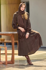MissWhence 38818 Lace Qupra Silk Dress Brown