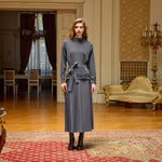 MissWhence Knitted Pleated Dress Gray