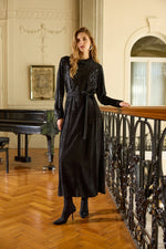 MissWhence 38801 Silk And Velvet Dress Black