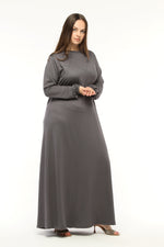 MSB Cotton Beaded Dtld Dress Gray
