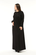 MSB Cotton Beaded Dtld Dress Black