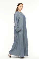 ETC Rhinestone Detailed Abaya Blue