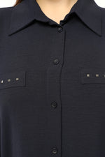 SR Plus Size Long Shirt Navy Blue