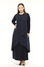 SR Sandy Chiffon&Beaded Dress Navy Blue