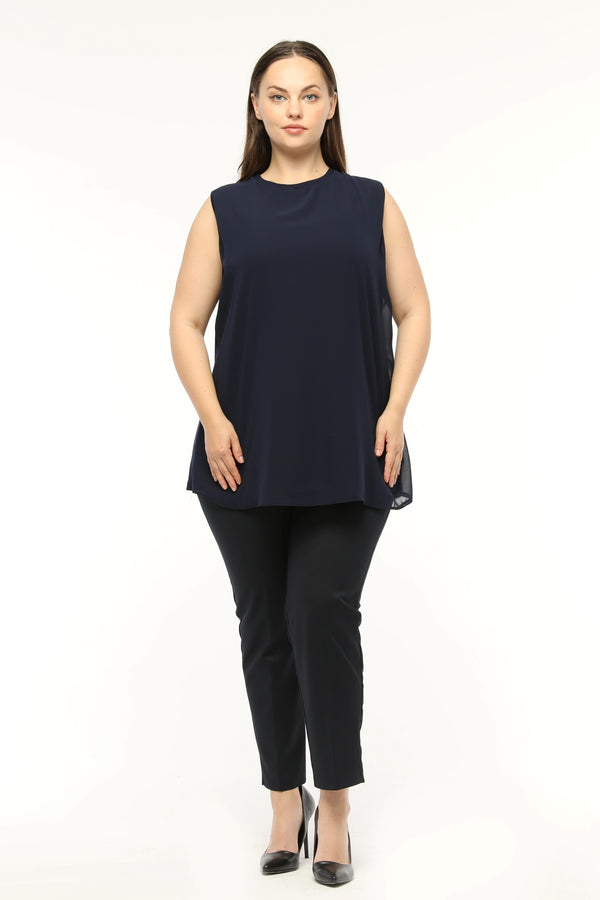 SR Chiffon Sleeveless Inner Tunic Navy Blue