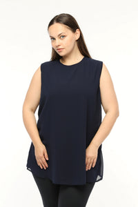 SR Chiffon Sleeveless Inner Tunic Navy Blue
