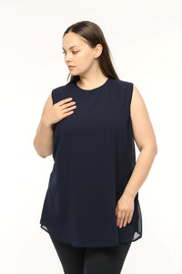 SR Chiffon Sleeveless Inner Tunic Navy Blue