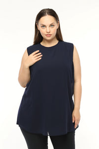 SR Chiffon Sleeveless Inner Tunic Navy Blue