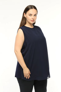 SR Chiffon Sleeveless Inner Tunic Navy Blue