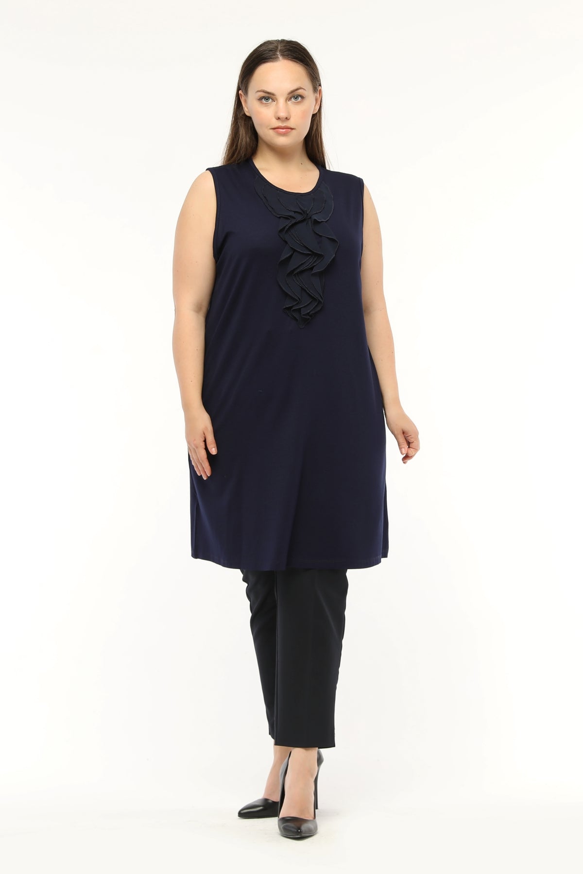 SR Chiffon&Frilled Dtld Inner Tunic Navy Blue