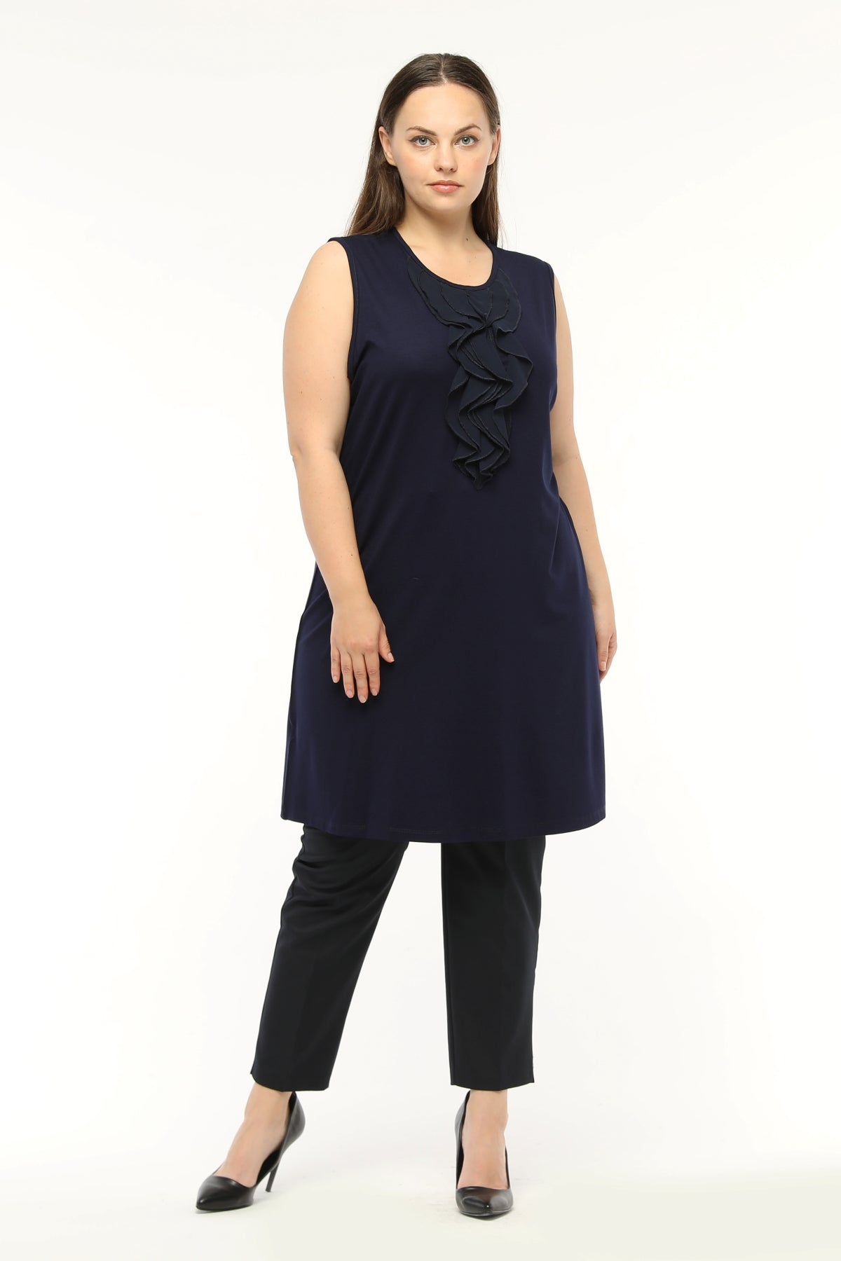 SR Chiffon&Frilled Dtld Inner Tunic Navy Blue