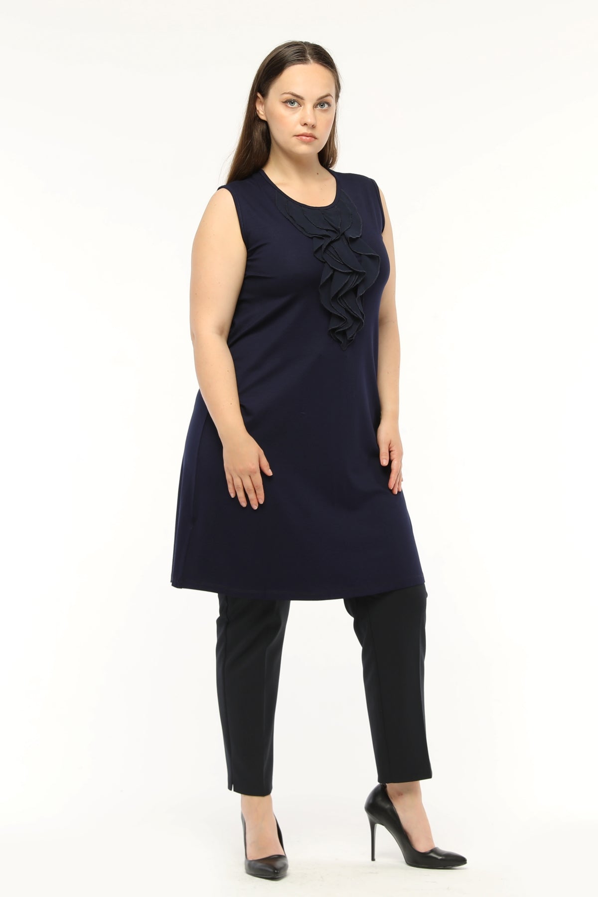 SR Chiffon&Frilled Dtld Inner Tunic Navy Blue