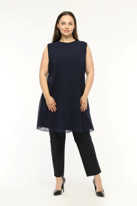 SR Chiffon Sleeveless Inner Tunic  Navy Blue