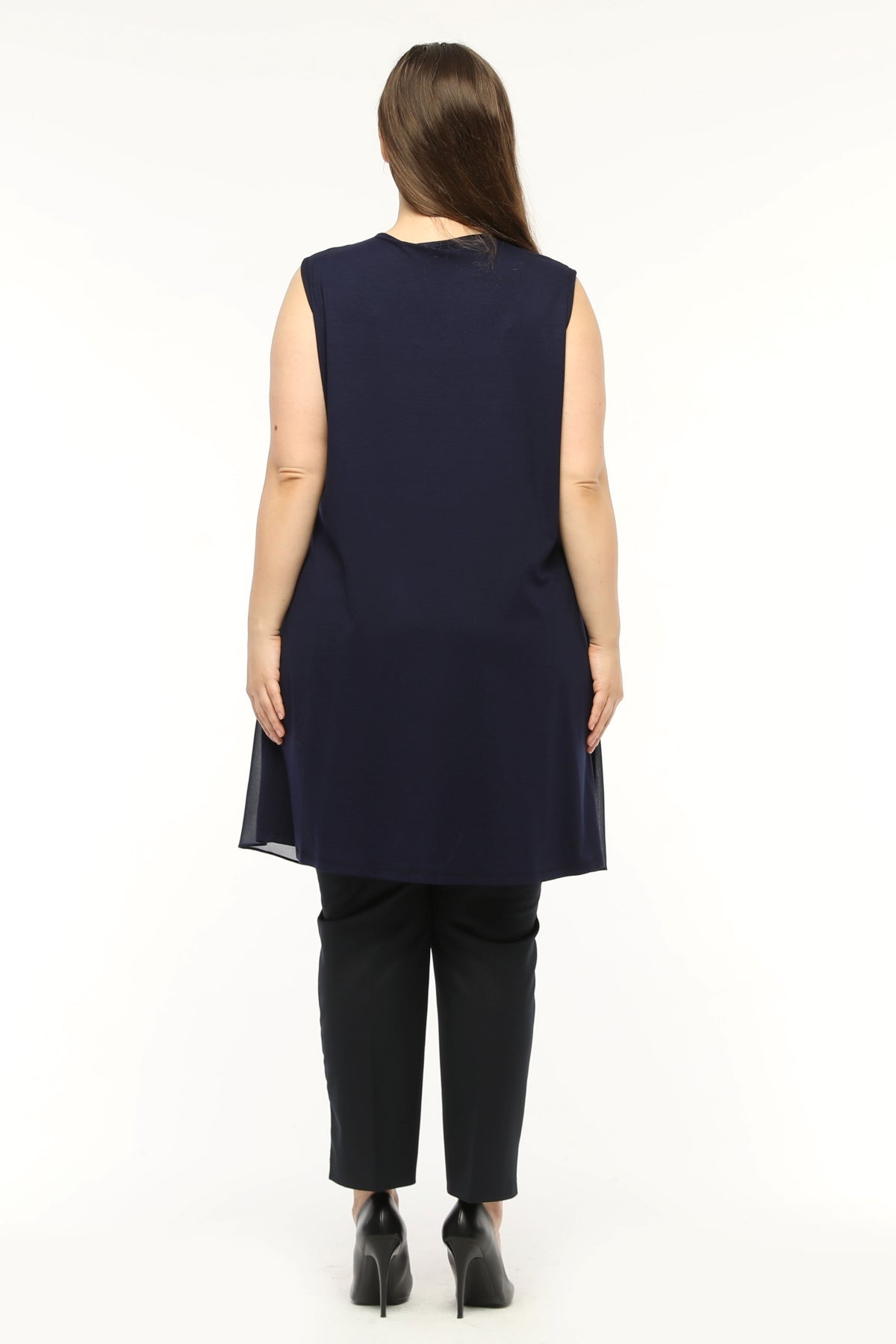 SR Chiffon Sleeveless Inner Tunic  Navy Blue