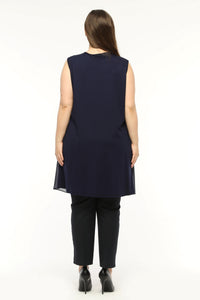 SR Chiffon Sleeveless Inner Tunic  Navy Blue