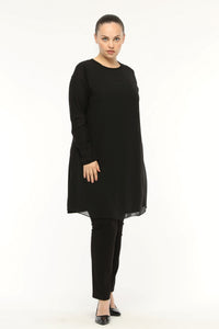 SR Chiffon Front Inner Tunic  Black
