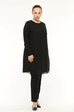 SR Chiffon Front Inner Tunic Black