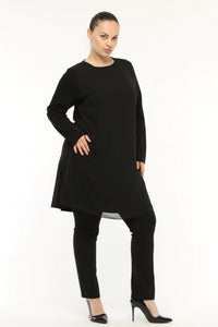 SR Chiffon Front Inner Tunic  Black