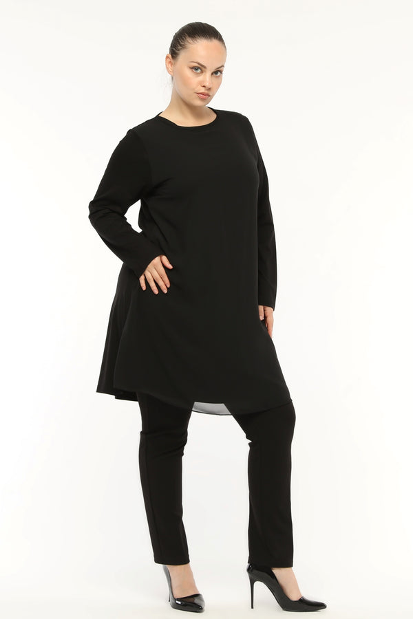 SR Chiffon Front Inner Tunic  Black