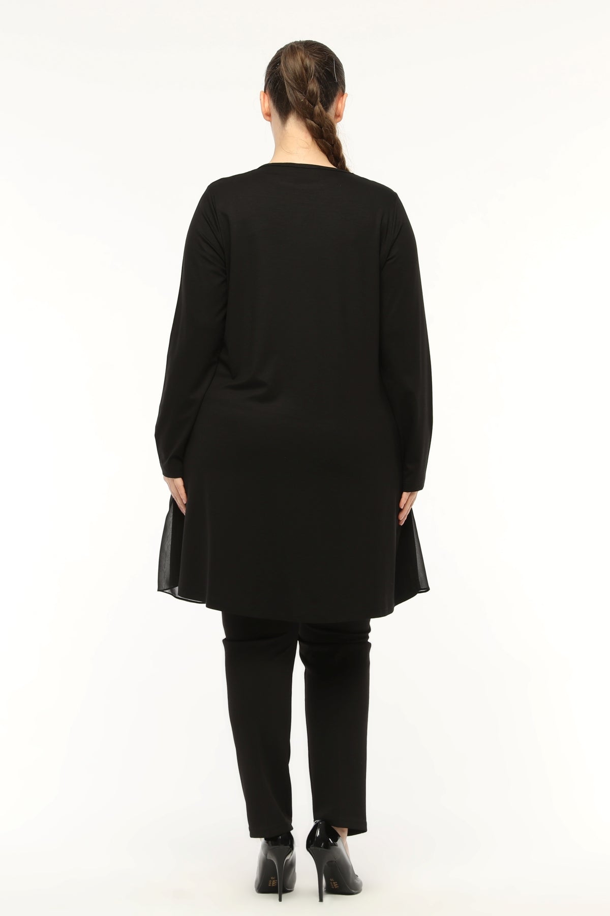 SR Chiffon Front Inner Tunic  Black