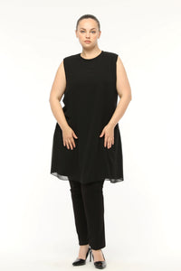 SR Chiffon Sleeveless Inner Tunic Black