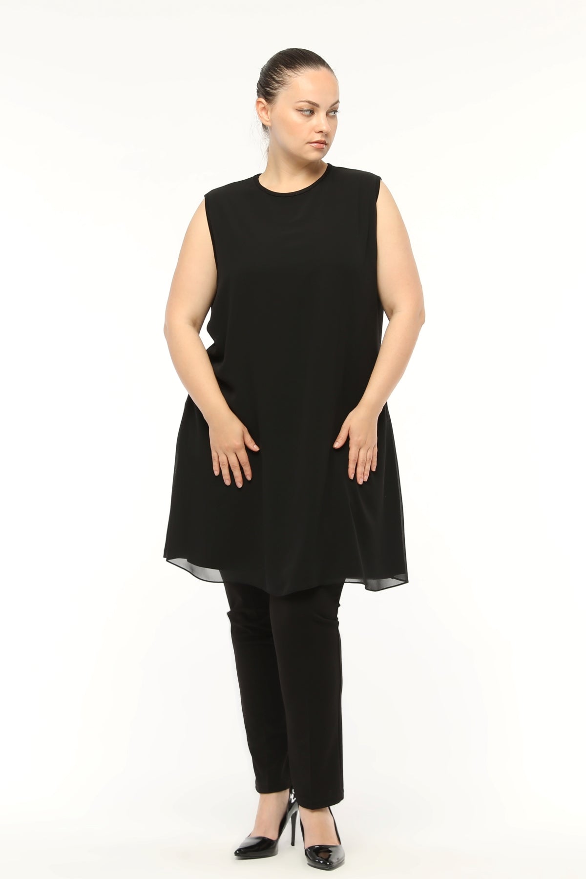 SR Chiffon Sleeveless Inner Tunic Black