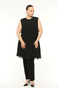 SR Chiffon Sleeveless Inner Tunic Black