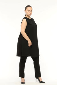 SR Chiffon Sleeveless Inner Tunic Black