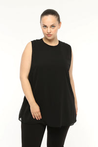 SR Chiffon Sleeveless Inner Tunic  Black