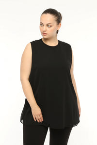 SR Chiffon Sleeveless Inner Tunic  Black