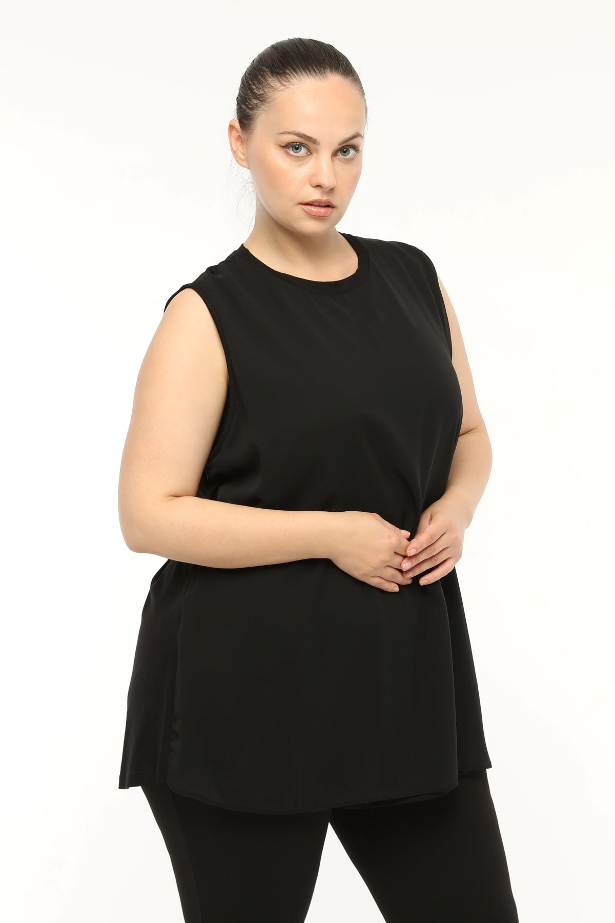 SR Chiffon Sleeveless Inner Tunic  Black