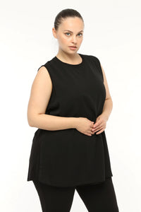 SR Chiffon Sleeveless Inner Tunic  Black