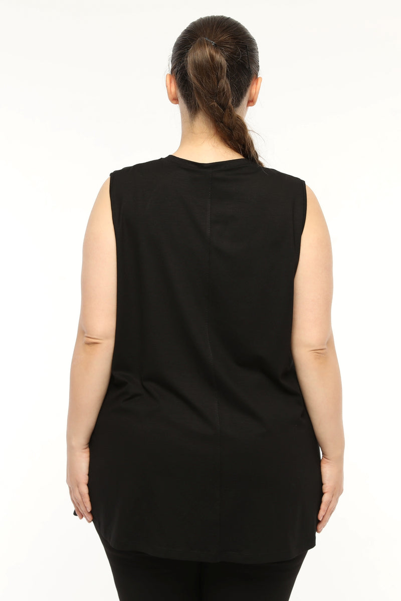 SR Chiffon Sleeveless Tunic Black