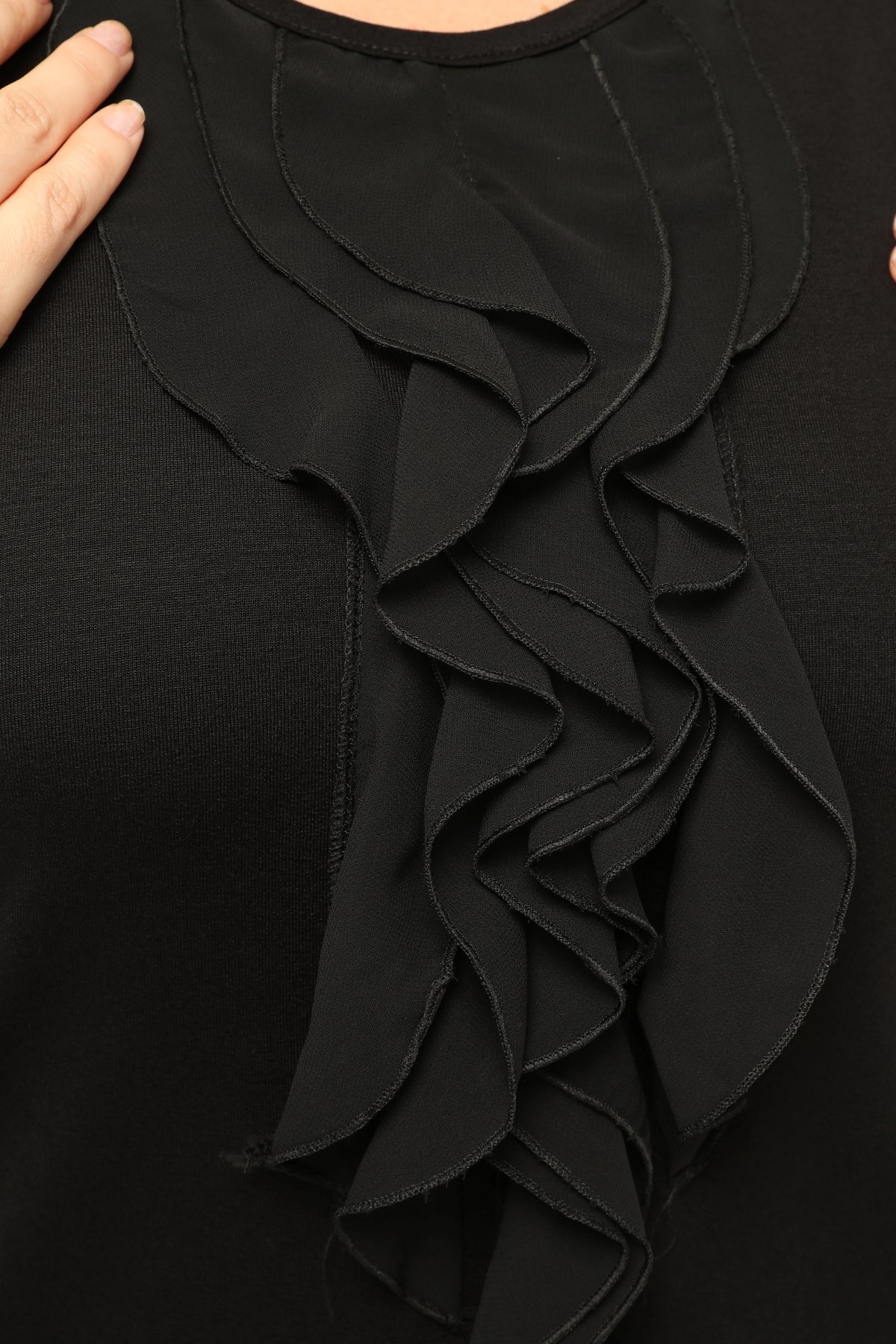 SR Chiffon&Frilled Dtld Inner Tunic  Black