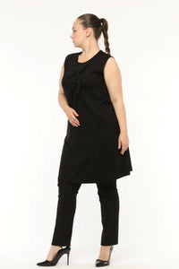 SR Chiffon&Frilled Dtld Inner Tunic  Black