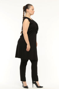 SR Chiffon&Frilled Dtld Inner Tunic  Black