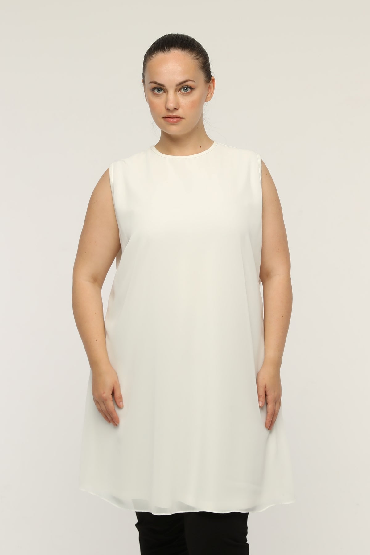 SR Chiffon Sleeveless Inner Tunic Ecru