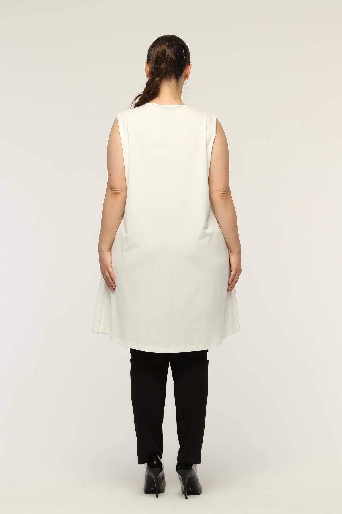 SR Chiffon Sleeveless Inner Tunic Ecru