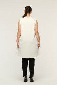 SR Chiffon Sleeveless Inner Tunic Ecru