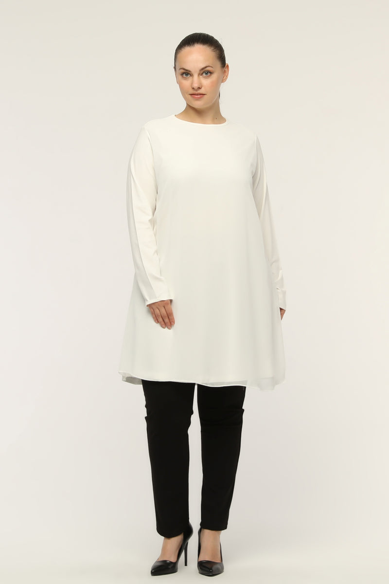 SR Chiffon Front Inner Tunic Ecru