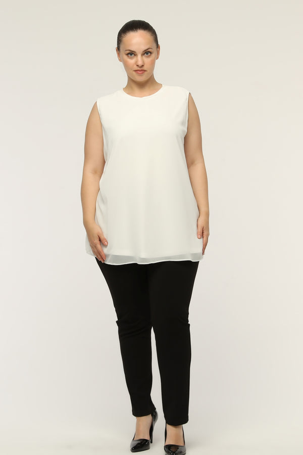 SR Chiffon Sleeveless Inner Tunic Ecru
